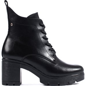 Čierne šnurovacie členkové topánky na podpätku 23-12229B Veľkosť: 41