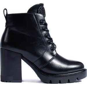 Čierne dámske členkové topánky na podpätku 23-12177B Veľkosť: 37