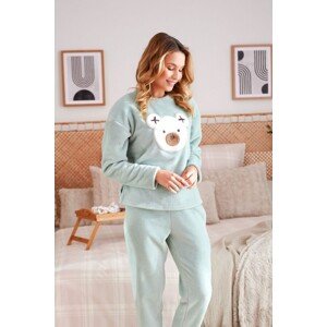 Doctor Nap mintové dámske plyšové pyžamo s medvedíkom SOFT Veľkosť: XL