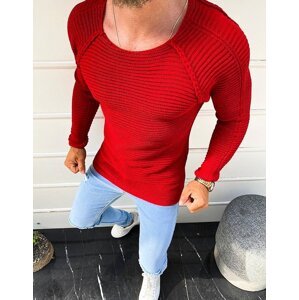 Červený sveter s raglánovými rukávmi WX1576 Veľkosť: L