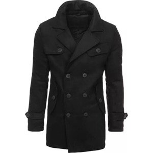 Čierny pánsky dvojradový kabát CX0432 Veľkosť: M