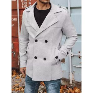 Svetlo sivý pánsky dvojradový kabát CX0421z Veľkosť: M