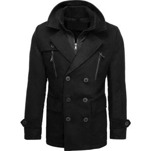 Čierny pánsky kabát CX0439 Veľkosť: L