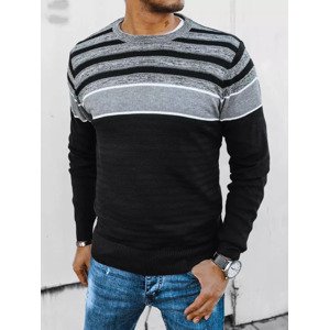 Čierny pánsky sveter s pruhmi WX2042 Veľkosť: M