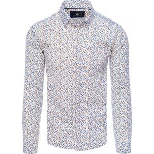 Biela pánska košeľa s kvetinovým vzorom DX2413 Veľkosť: L
