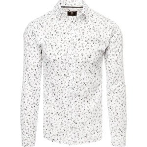 Biela pánska košeľa s čiernymi vzormi Dstreet DX2439 Veľkosť: XL