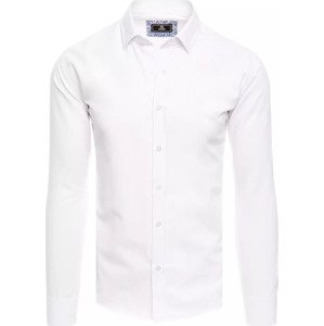 Biela elegantná jednofarebná pánska košeľa DX2480 Veľkosť: L