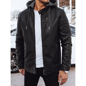 Čierna koženková bunda s kapucňou TX4485 Veľkosť: XL