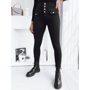 Čierne džínsové nohavice s vysokým pásom SKULL UY1752 Veľkosť: S