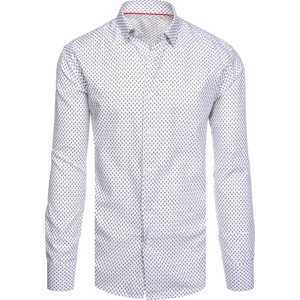 Biela košeľa s jemným vzorom DX2507 Veľkosť: 2XL