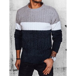 Trojfarebný pánsky sveter - sivá, biela, modrá WX2173 Veľkosť: M