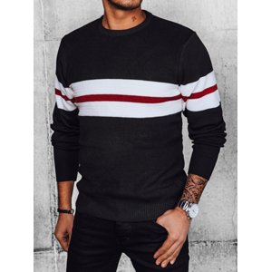 Čierny pánsky sveter s červeným pruhom WX2175 Veľkosť: 2XL