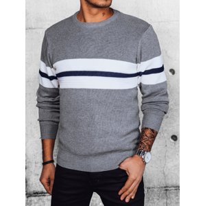 Sivý pánsky sveter s modrým pruhom WX2178 Veľkosť: 2XL
