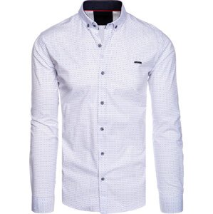 Biela košeľa so vzormi DX2525 Veľkosť: 2XL