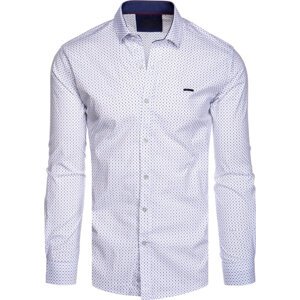 Biela košeľa s jemným modrým vzorom DX2527 Veľkosť: 2XL