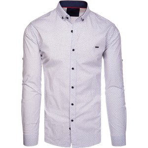 Biela košeľa so vzormi DX2547 Veľkosť: L