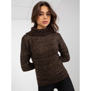 Hnedý sveter s golierom AT-SW-3925.54P-dark brown Veľkosť: ONE SIZE