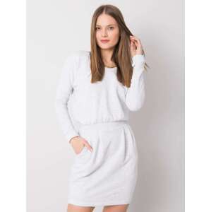 Svetlo šedé dámske šaty s viazaním RV-SK-6037.18X-gray Veľkosť: M