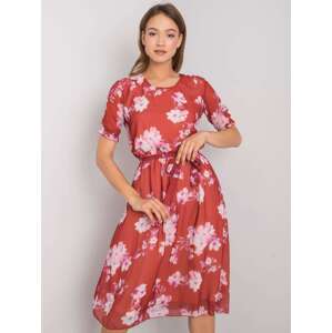 Červené dámske kvetinové šaty LK-SK-507659.02P-red Veľkosť: 38