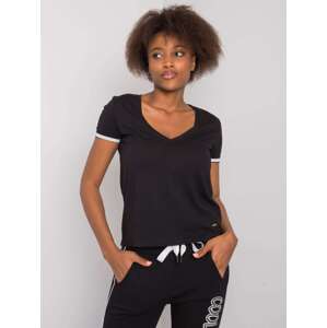 Čierne dámske tričko s výstrihom do V TW-TS-G-049-1.80P-black Veľkosť: M