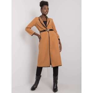 Karamelový kabát s opaskom Katie DHJ-PL-A5753-1.29X-caramel brown Veľkosť: ONE SIZE