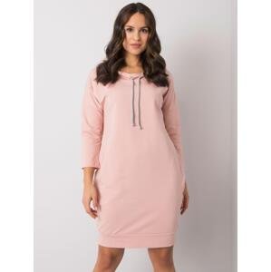 Svetloružové dámske mikinové šaty s vreckami RV-SK-4597-1.97-pink Veľkosť: S/M