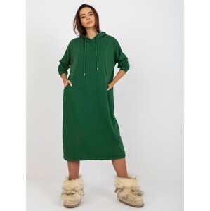 Tmavozelené dlhé mikinové šaty RV-BL-8335.58P-dark green Veľkosť: ONE SIZE