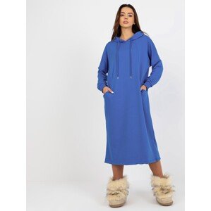 Modré dlhé mikinové šaty RV-BL-8335.58P-dark blue Veľkosť: ONE SIZE
