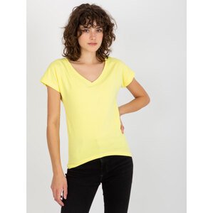 Svetložlté dámske tričko s výstrihom VI-TS-035.01P-light yellow Veľkosť: L