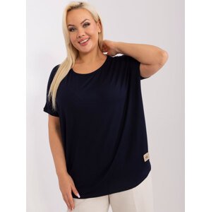 Tmavomodré jednofarebné voľné tričko RV-BZ-3585.25-dark blue Veľkosť: ONE SIZE