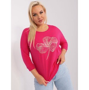 Tmavoružové tričko s lesklou potlačou -RV-BZ-9191.78-dark pink Veľkosť: ONE SIZE
