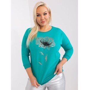Tyrkysové tričko s kvetinovou potlačou RV-BZ-9138.85-turquoise Veľkosť: ONE SIZE