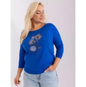 Modré tričko s kvetinovou aplikáciou RV-BZ-9194.88-kobalt Veľkosť: ONE SIZE