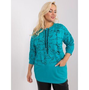 Tyrkysové tričko s nápismi a šnúrkami RV-BZ-9129.94-turquoise Veľkosť: ONE SIZE
