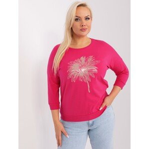 Tmavoružové tričko s kvetinou RV-BZ-9196.97-dark pink Veľkosť: ONE SIZE