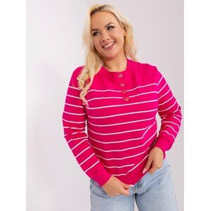 Tmavoružové pruhované tričko s gombíkmi RV-BZ-9243.27P-dark pink Veľkosť: ONE SIZE