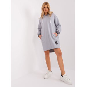 Svetlosivé mikinové šaty s vreckami -RV-TU-9224.95P-grey Veľkosť: L/XL