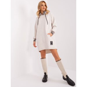 Svetlo béžové mikinové šaty s vreckami RV-TU-9224.95P-light beige Veľkosť: L/XL