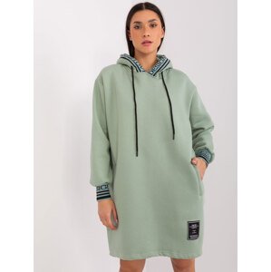 Pistáciové mikinové šaty s vreckami RV-TU-9224.95P-pistachio Veľkosť: L/XL