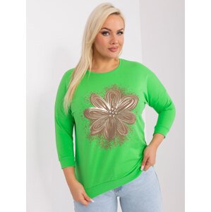 Svetlozelené tričko s kvetinovou aplikáciou RV-BZ-9131.26P-light green Veľkosť: ONE SIZE