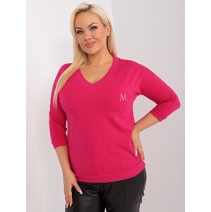 Tmavoružové tričko s výstrihom do V -RV-BZ-9146.30P-dark pink Veľkosť: ONE SIZE