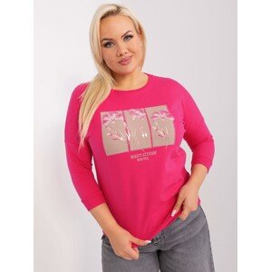 Tmavoružové tričko s potlačou RV-BZ-9132.12P-dark pink Veľkosť: ONE SIZE