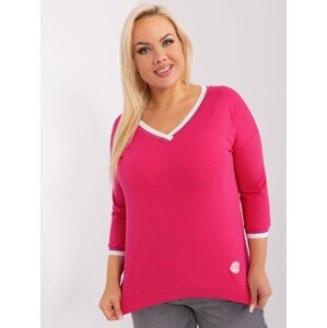 Tmavoružové tričko s výstrihom do V -RV-BZ-8986.89P-dark pink Veľkosť: ONE SIZE