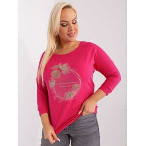 Tmavoružové tričko s potlačou RV-BZ-8998.61P-dark pink Veľkosť: ONE SIZE