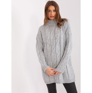 Sivé rolákové šaty s vrkôčikovým vzorom LC-SK-1561.34X-grey Veľkosť: ONE SIZE