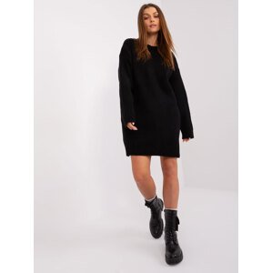 Čierne svetrové šaty LC-SK-0568.01P-black Veľkosť: ONE SIZE