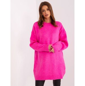 Neónovo ružový dlhý sveter LC-SK-0568.70P-fluo pink Veľkosť: ONE SIZE