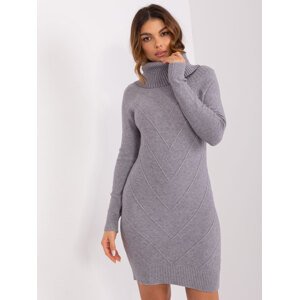 Sivé svetrové šaty s rolákom PM-SK-PM-3802.37X-grey Veľkosť: M/L