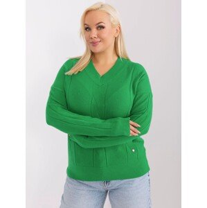 Zelený sveter s výstrihom do V PM-SW-PM688.64-green Veľkosť: XL/2XL