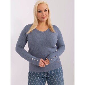 Tmavosivý mäkký sveter s kamienkami -PM-SW-PM1020.12P-grey-blue Veľkosť: XL/2XL